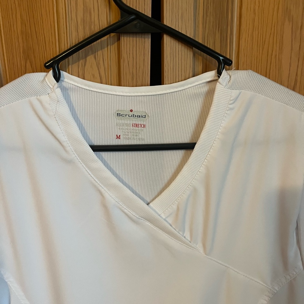 ScrubAid White V-Neck Scrub Top